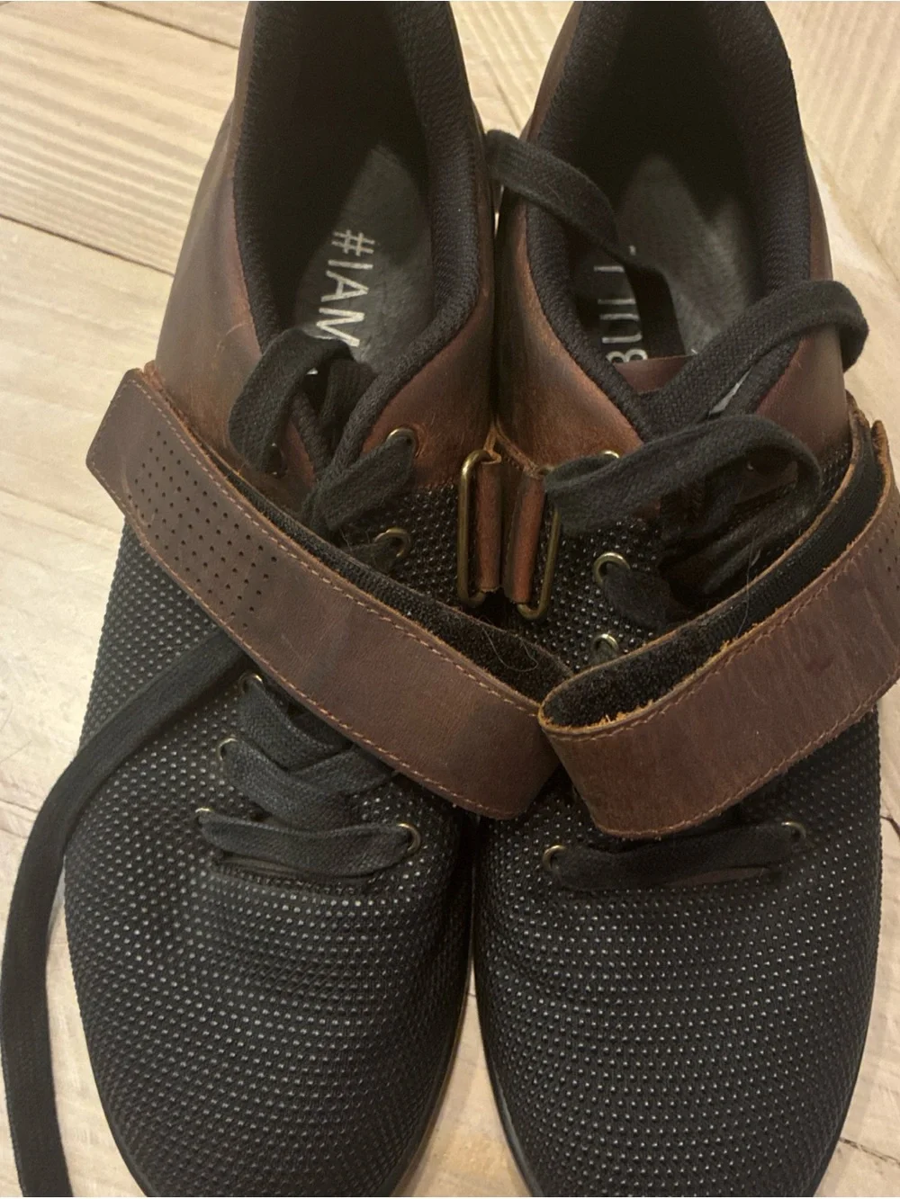 NOBULL Black Knit Lifting Shoes with Brown Strap - Picture 6 of 7